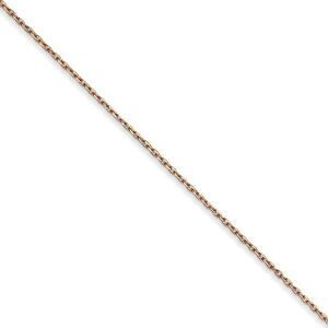0.8mm 14k Rose Gold Solid Diamond Cut Cable Chain Necklace, 24 Inch
